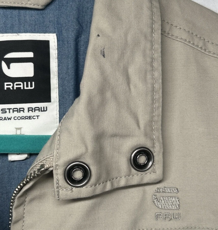 G-Star Raw Correct Jacket Mens S Beige Fleet Bomber Full-Zip Funnel Neck - Image 2 of 4
