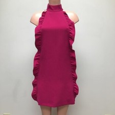 Ted Baker Womens Torriya Sheath Dress Pink Ruffle Mock Neck Sleeveless 4 New