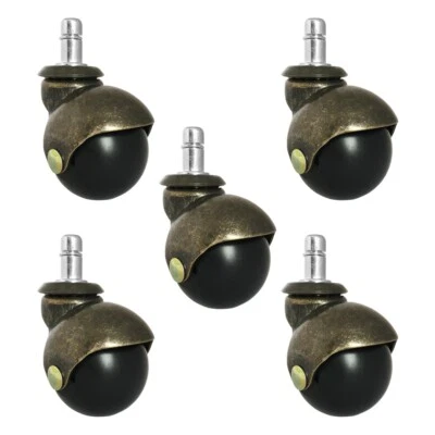 2" Antique Brass Ball Replacement Office Chair Caster Wheels - Set of 5 - S5352