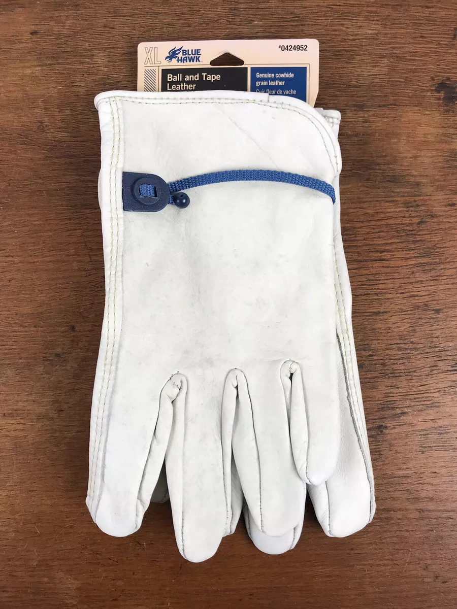 Blue Hawk Ball and Tape Cowhide Leather Outdoor Work Gloves Mens