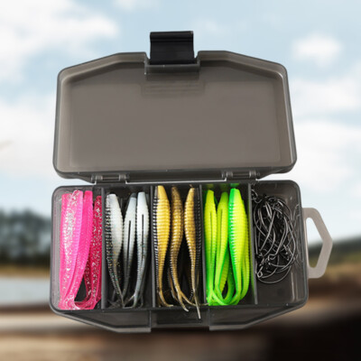 61pcs/set Fork Tail Artificial Bait with Crank Hook Silicone Soft Bait Walleye Q