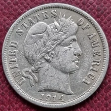 1914 D Barber Dime 10c Better Grade XF #79482