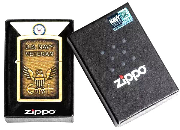 Sharp United States Navy Veteran Design, Street Brass  Zippo