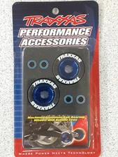 Traxxas TRA5186A Aluminum Wheelie Bar Wheel Set w/Rubber Tires Blue New!!