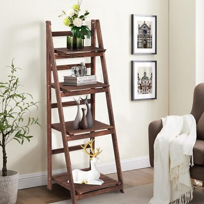 4 Tier Foldable Plant Stand Shelf Flower Pot Wooden Holder Display Outdoor