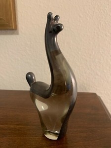 VTG GLASS AND STERLING SILVER LLAMA FIGURINE 6"