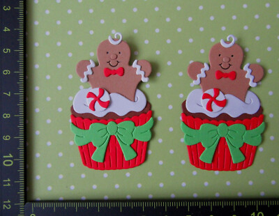 Kartenschmuck- Stanzteile  2 x süsse Weihnachtscupcake Gingerbread