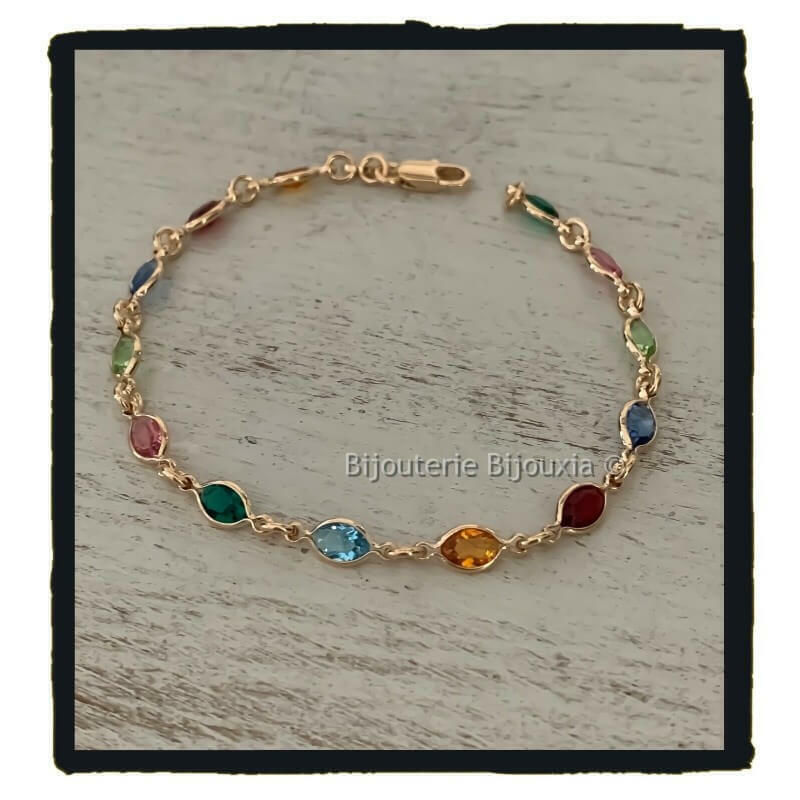 Bracelet cristal De Swarovski Multicolores En Plaqué Or 18 Carats Bijoux Femme