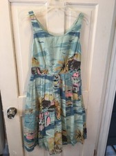 162 BODEN Hattie Tea Dress Pleated Aqua Sundress Sz US 4R UK 8 New
