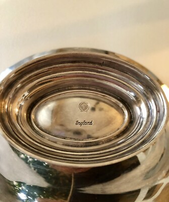 VTG Ellis Barker Silverplate Oval Pedestal Dish Bowl w/Menorah