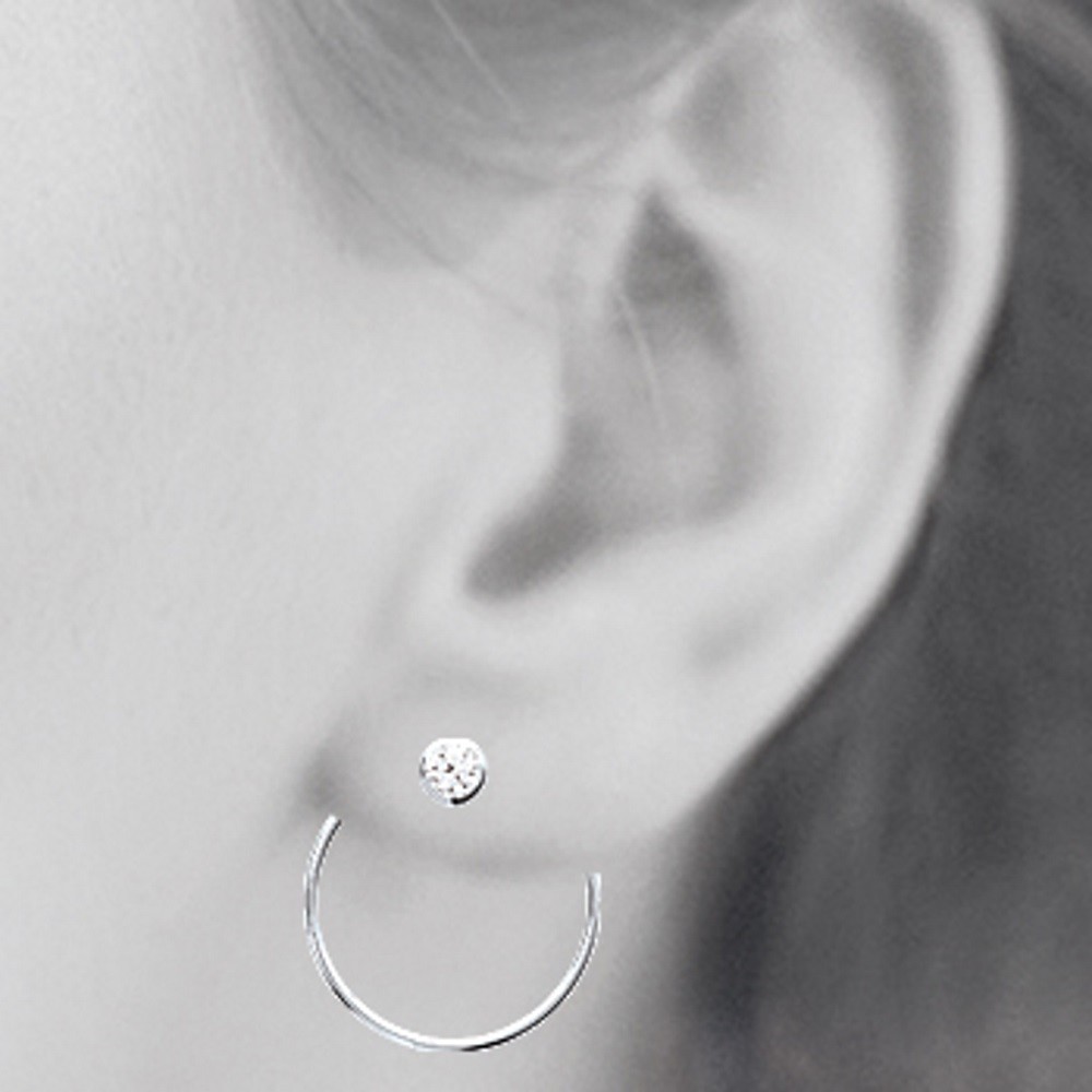 Anneau oreille argent 925 avec zirconium 18mm pour rayonner en soirée