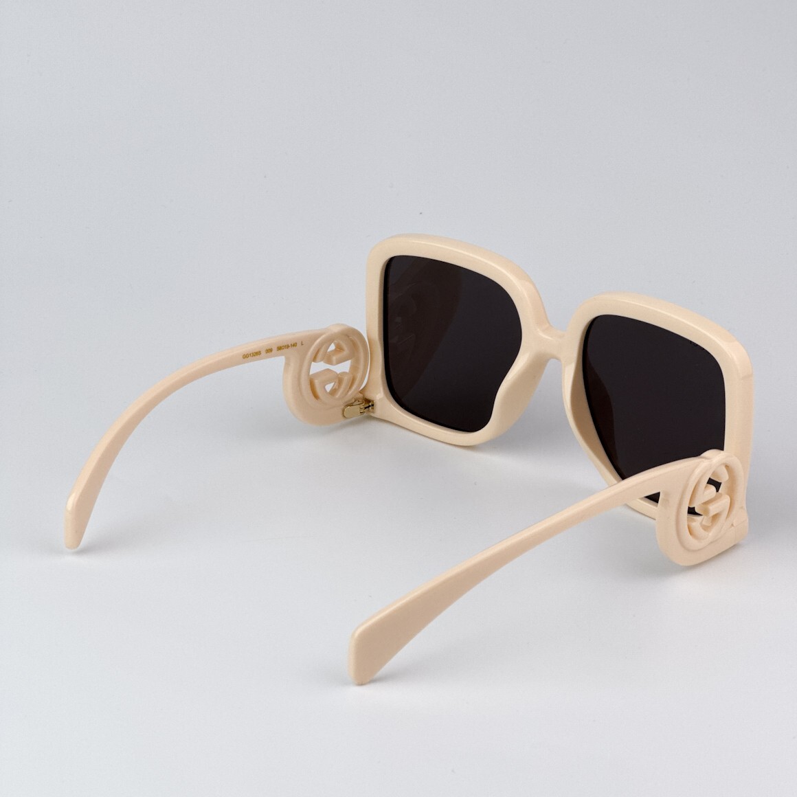 NEW GG1326S 009 GUCCI SUNGLASSES OVERSIZED IVORY GREY WOMEN EYEWEAR GUCCI Gucci Women Sunglasses Ivory Grey Mirror Oversized Square  main image 2