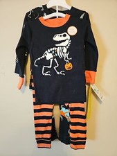 Carter's 4 Piece Glow in the Dark Dinosaur T-Rex Halloween Pajama Set Size 12m