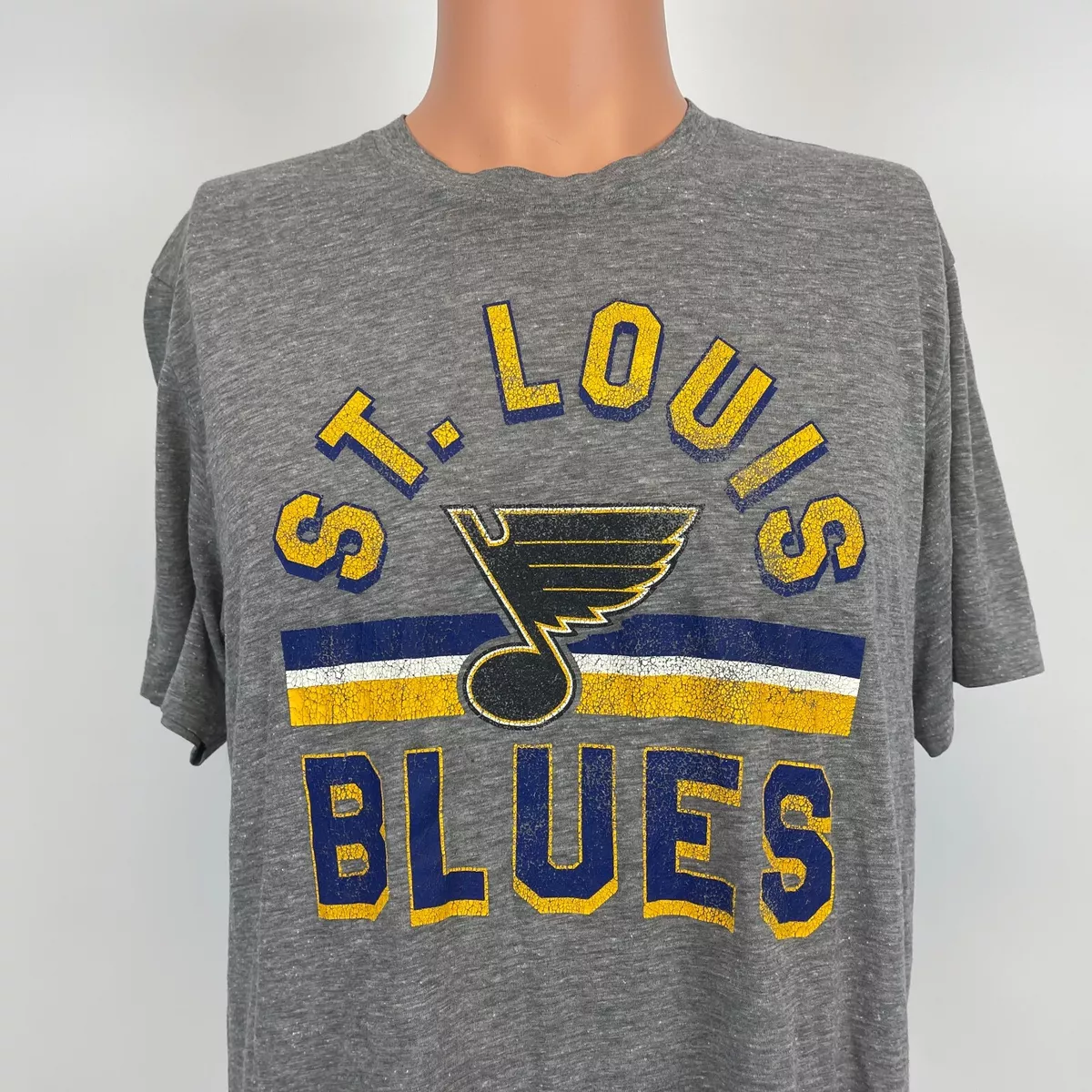 47 Brand St Louis Blues Scrum T Shirt NHL Hockey Vintage Style Grey Size L