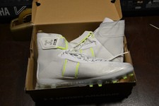 Under Armour Highlight MC Football Cleats Mens Sz 9 White/Silver 3023716-106 GD