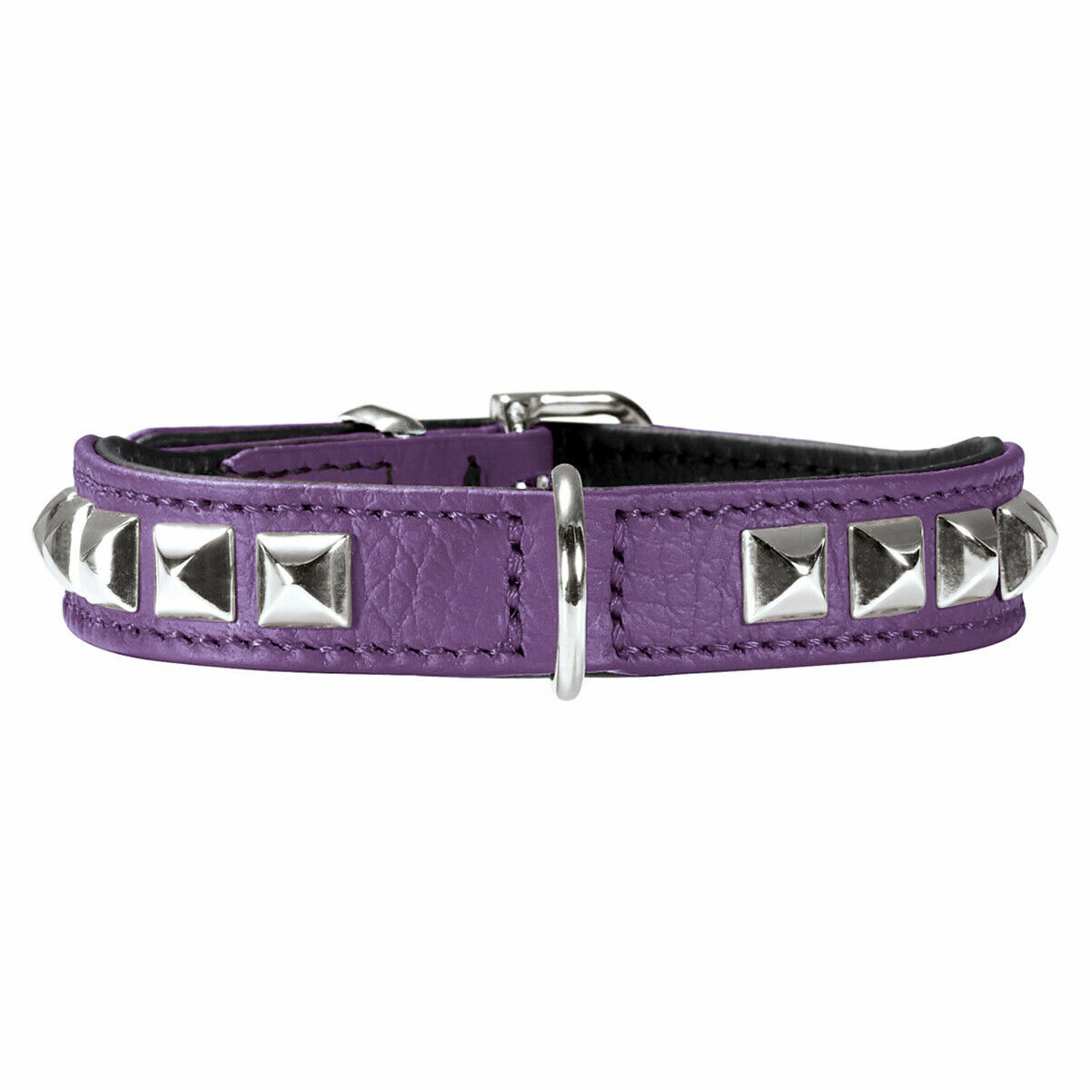 Collier en cuir Hunter Rocky violet de 27 cm pour très petit chien