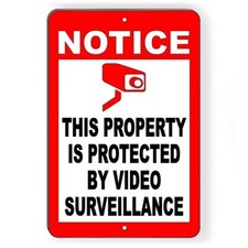 Metal Sign Warning 24 Hour Video Surveillance Camera CCTV Protected Security