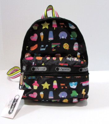 LeSportsac Mini Backpack Finders Keepers Black Multicolor Kitsch Novelty NWT