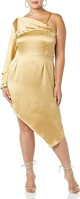 MAKING THE CUT Women's Designer One Sleeve Asymmetrical Dress, Size XL (#TM6V)