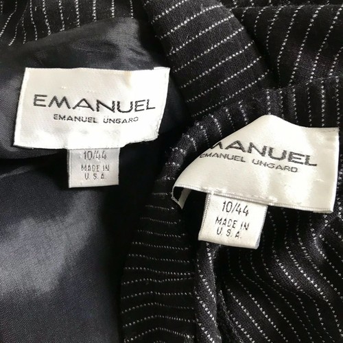 EMANUEL by EMANUEL UNGARO Womens 2 Pc Suit Pant Blazer Jacket B/W Pinstripe 10 - Picture 5 of 5