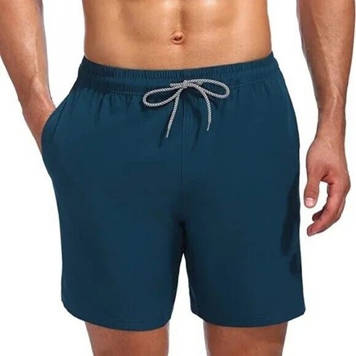 Biwisy Men's Swim Trunks Quick Dry Swimming Shorts Mesh Lining - Teal Blue, XL