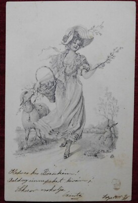 HOLIDAY POSTCARD / HUNGARY - EASTER GREETINGS / RABBIT 1905