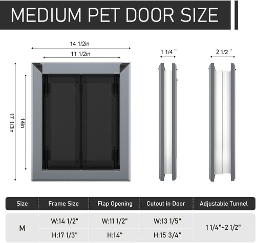 Aluminum Medium Dog Door – Black, Double Magnetic Flaps, Heavy-Duty - Picture 5 of 12