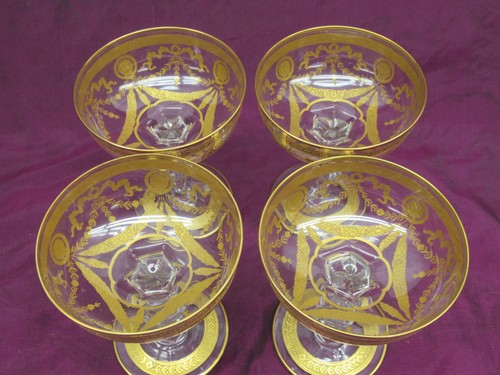 4 copas de champán sorbete antiguas del Congreso de San Luis Francia cristal, oro 4 7/8". - Imagen 2 de 8