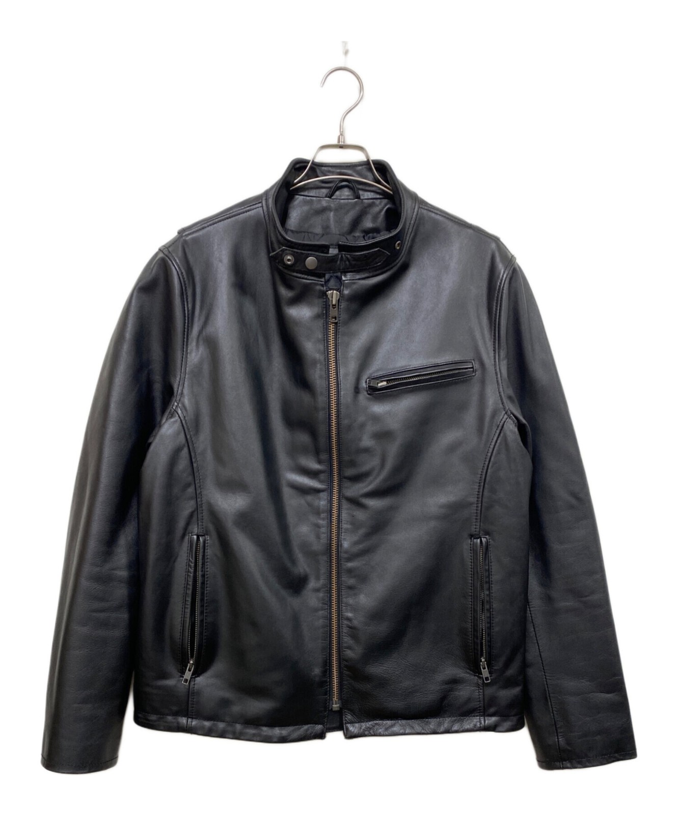 Liugoo Black Genuine Leather Jacket for Men Size 3L