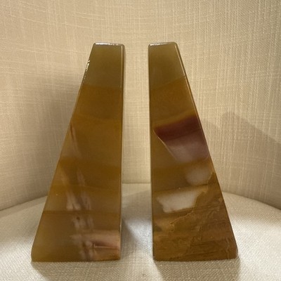 Onyx Tellez Tecali Puebla Marble Book Ends Made In Mexico Heavy Solid Stone