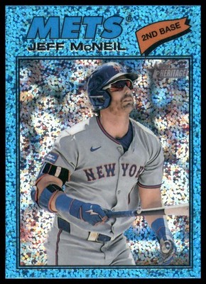 2026 Topps Heritage #54 Jeff McNeil Chrome Light Blue Sparkle Refractors