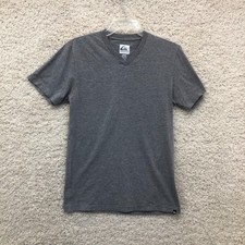 Quiksilver T Shirt Small Mens Gray Solid Pullover V Neck Slim Fit Tee Casual Top