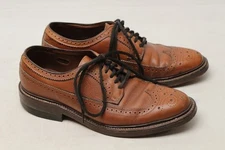 VTG Hanover Longwing Blucher Dress Shoes Mens 9.5 E/C Brown Leather Wingtip USA