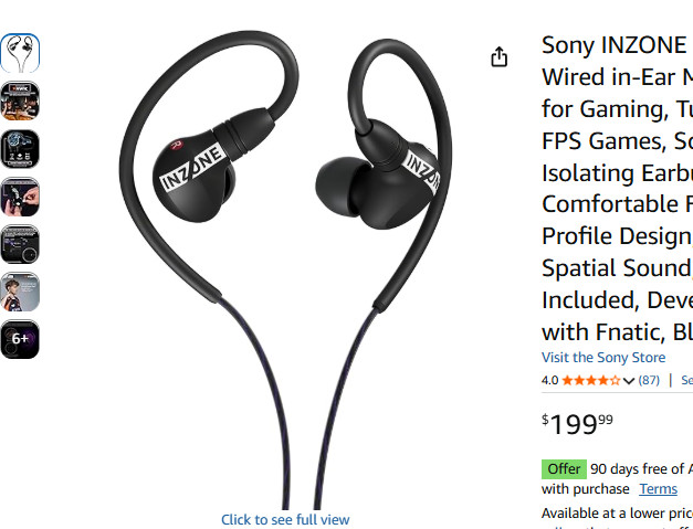 Gaming Earbuds Sony INZONE E9 Wired 360 Audio