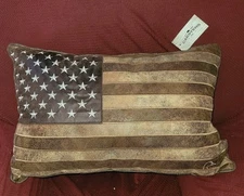  Carstens Inc. American Flag Faux Leather 13x22 Throw Pillow  Ducks Unlimited