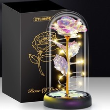 Otlonpe Glass Rose Flower, Birthday Gifts for Women Mom Wife Girlfriend Grandma 