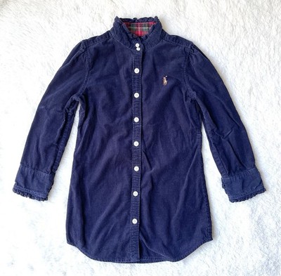 Polo Ralph Lauren Girls 3T Corduroy Shirt Tunic Dress Navy Holiday Toddler Kids