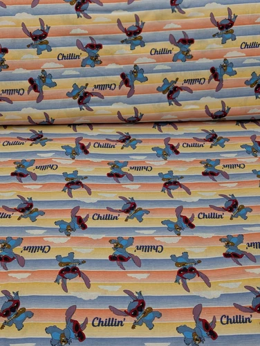 7.5 Yard Material Fabric Lot Lilo Stitch Chill Summer Sunglasses Chillin Cotton