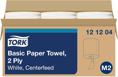 High Absorbency Soft Centerfeed Hand Towels - 6 Rolls of 600 Sheets, White