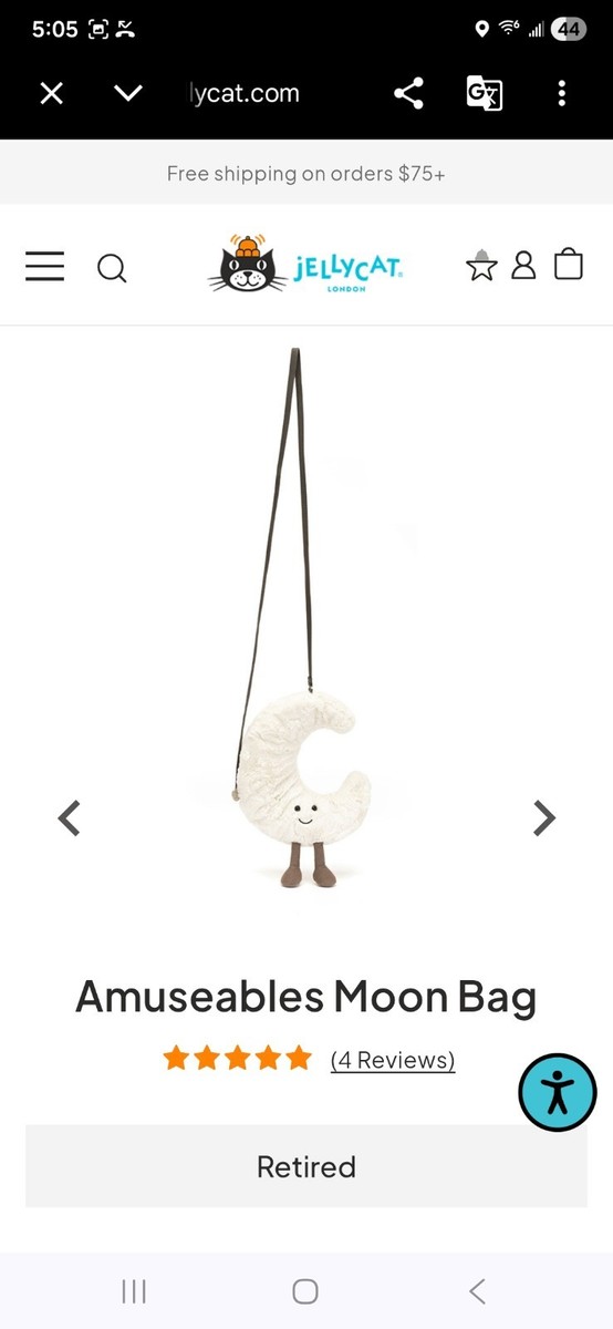NWT Jellycat Amuseable Moon Bag Plush Crossbody Purse Retired Cute