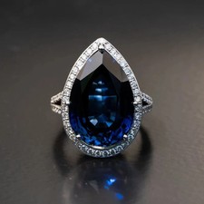 8.60 Ct Pear Natural Sapphire & Diamond Weddi...
