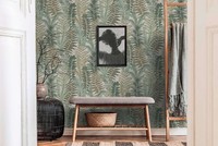 Tapete Floral Mit FarnbläTtern Leicht Strukturiert, Matt – Beige, GrüN, Braun