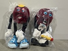 Vintage California Raisins Hardees Applause Poseable Bendable Plush set of 2