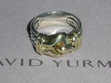 DAVID YURMAN STERLING SILVER 14K GOLD BUCKLE CABLE  RING- SIZE 6 1/2!