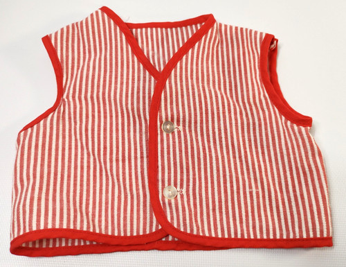 Vtg Red Trimmed Red & White Striped Vest~Buttoning~Baby/Toddler~Handmade