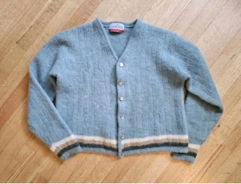 Cárdigan mohair tritono Jantzen vintage años 60 súper genial azul claro talla S Foto 2 de 4