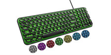 Teclado USB Retro Retroiluminado 7 Colores Letras Grandes para PC Windows