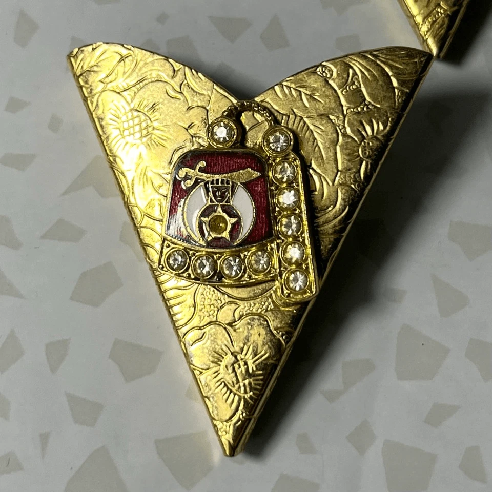 Vintage Gold Tone Masonic Shriners Dress Shirt Collar Tips - Image 2 of 4