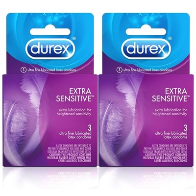 Durex Extra Sensitive Ultra Thin Lubricated Latex Condoms 3 Count (Pack of 2)