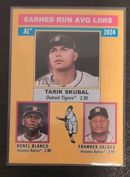 Tarik Skubal 202 2025 Topps Heritage Yellow Border Variation Earned Run AVG LDRS - Image 3 of 3